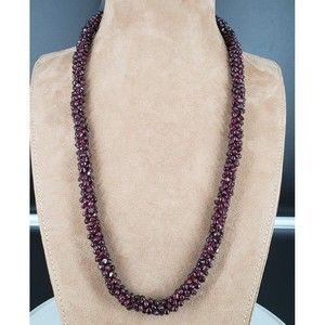 Antique Red Bohemian Garnet Gemstone necklace 26"